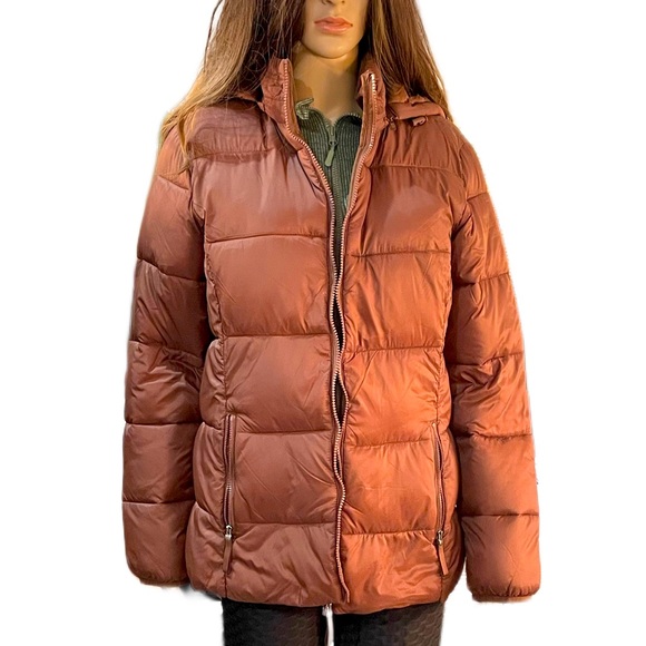 St. John’s Bay Brown Puffer Jacket, Soft and Comfortable - Picture 2 of 12
